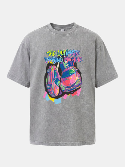 Graffiti BMW Driving Machine Washed T-shirt