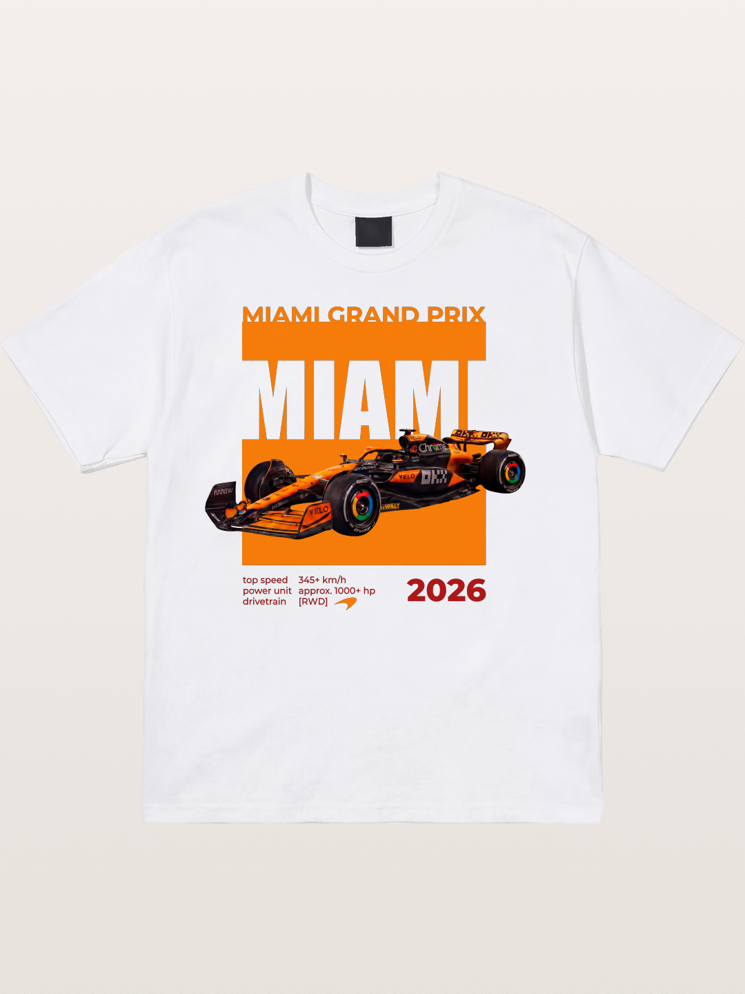 Miami GP Orange F1 Car Cotton T-shirt