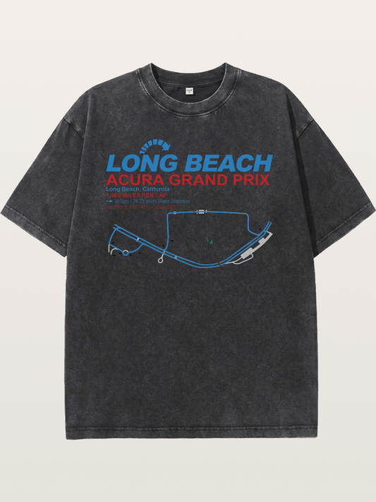 Long Beach Grand Prix Map Washed T-shirt