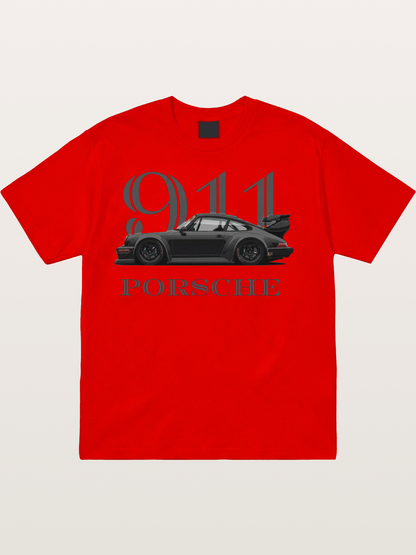 Porsche 911 Widebody Black Sports Car Cotton T-shirt