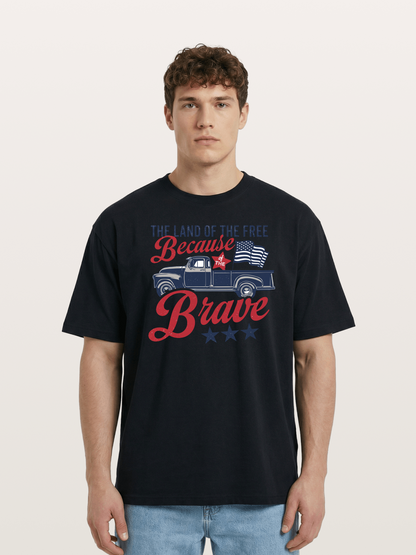 Land of the Free Vintage American Truck Cotton T-shirt