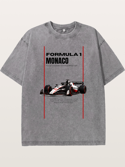 Minimal F1 Monaco Race Card Washed T-shirt