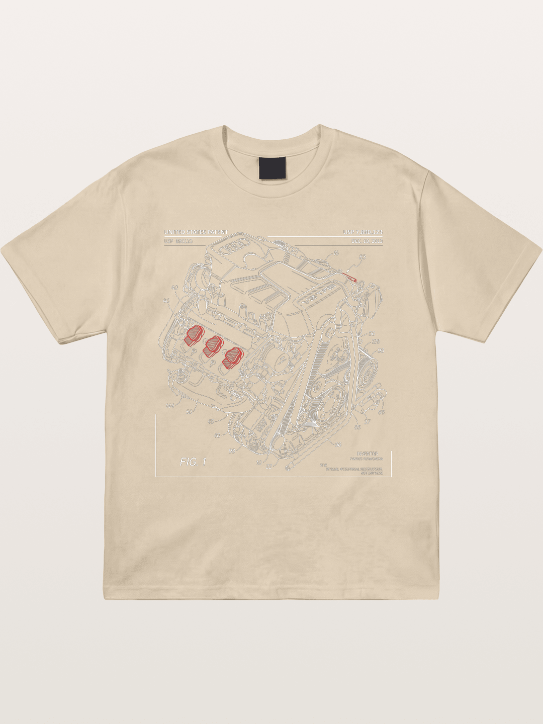 V6 TFSI Audi Powertrain Patent Drawing Gildan T-shirt