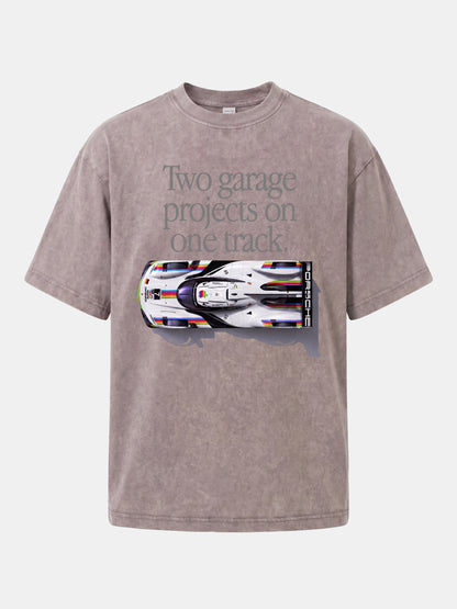 Le Mans Racer Two Garage Quote Washed T-shirt