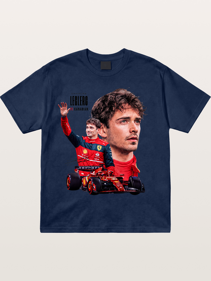 Leclerc Ferrari F1 Collage Art Cotton T-shirt