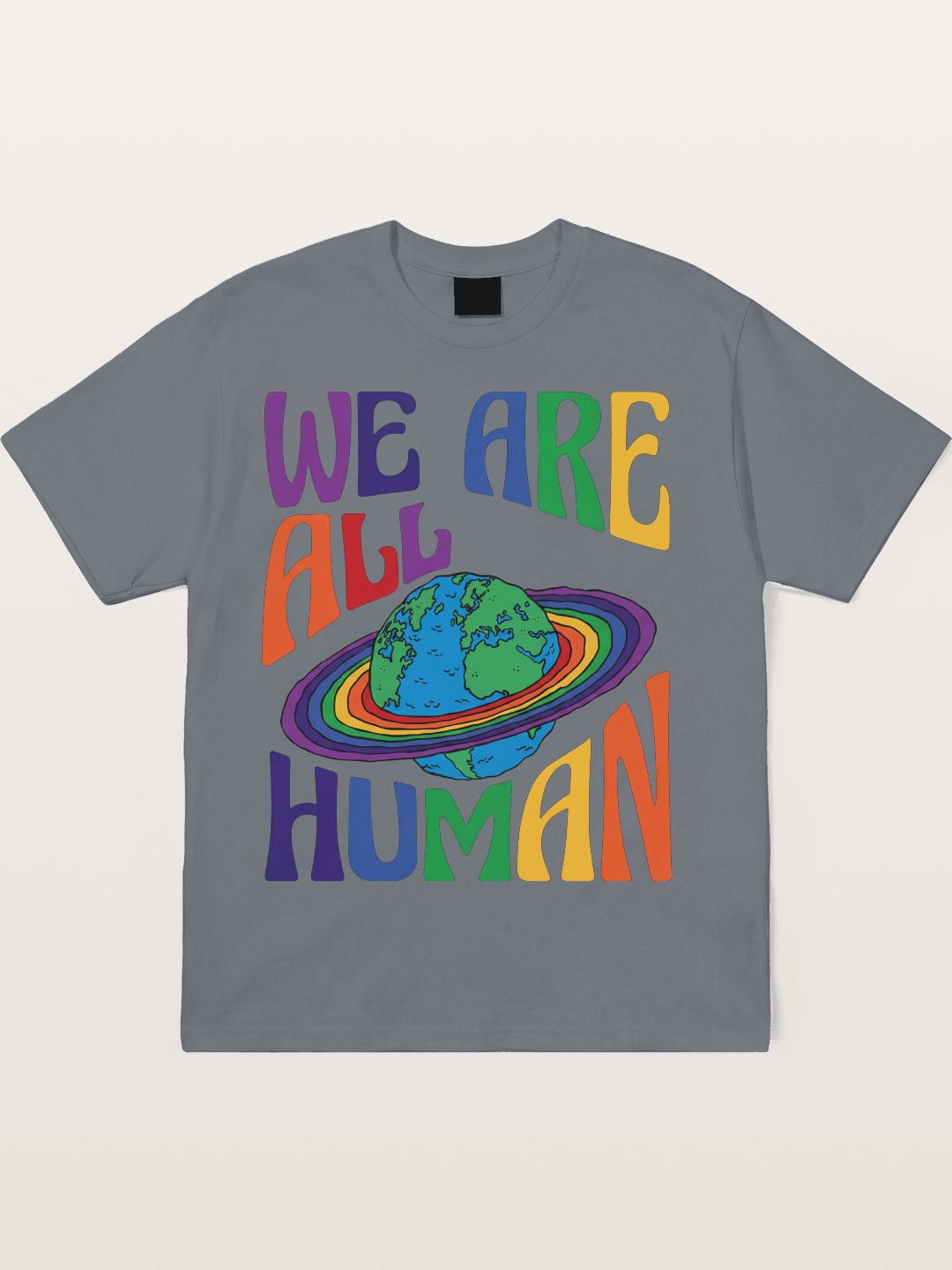 We Are All Human Rainbow Earth Design Cotton T-shirt