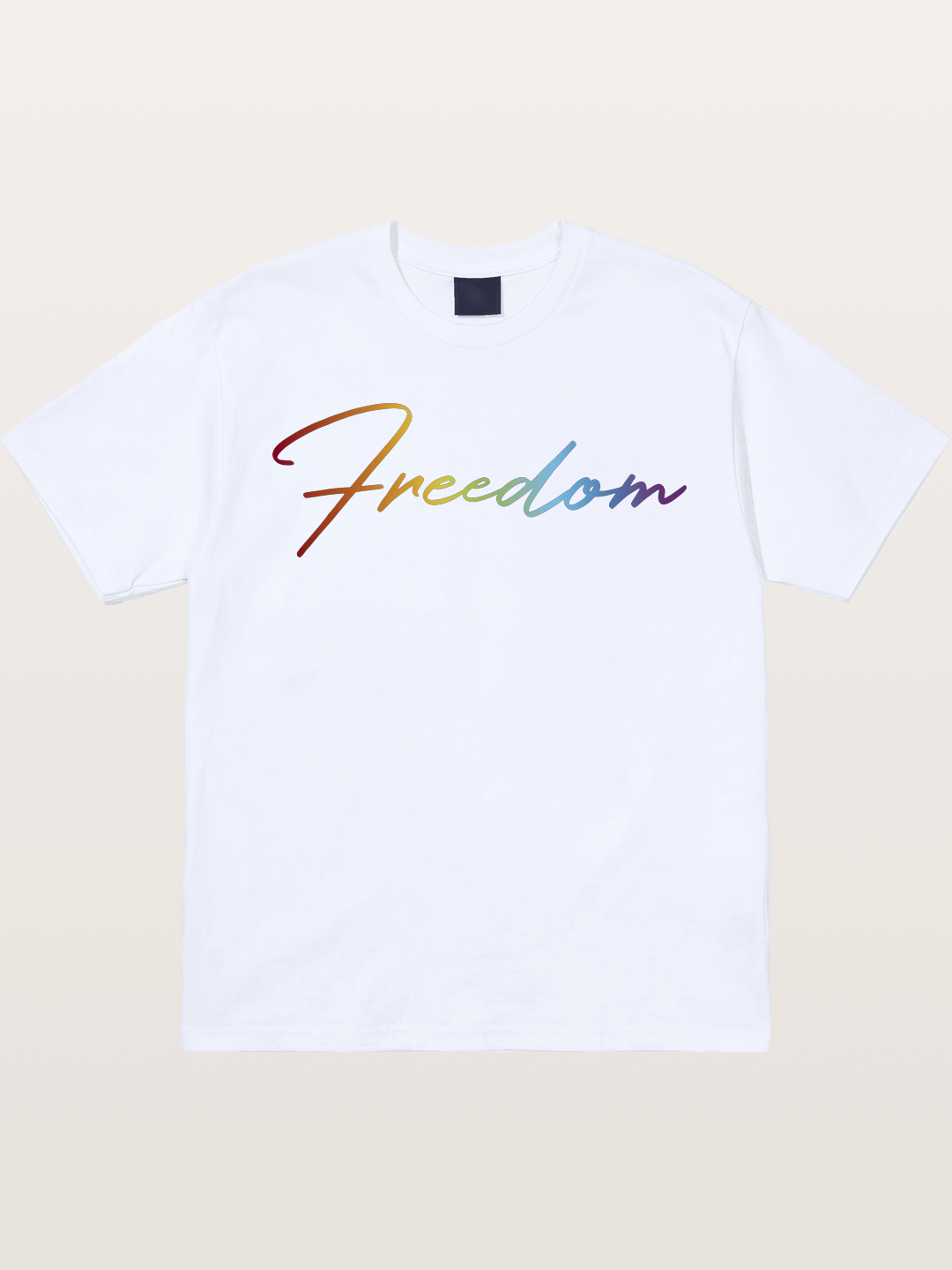 Freedom Rainbow Gradient Script Text Gildan T-shirt