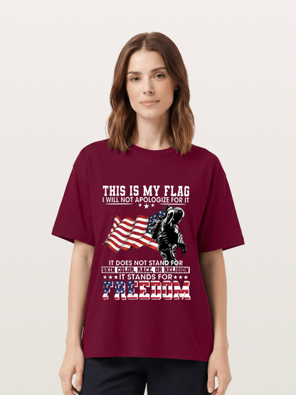 Freedom Soldier American Flag Silhouette Gildan T-shirt