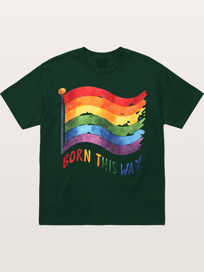 Born This Way Watercolor Rainbow Flag Gildan T-shirt