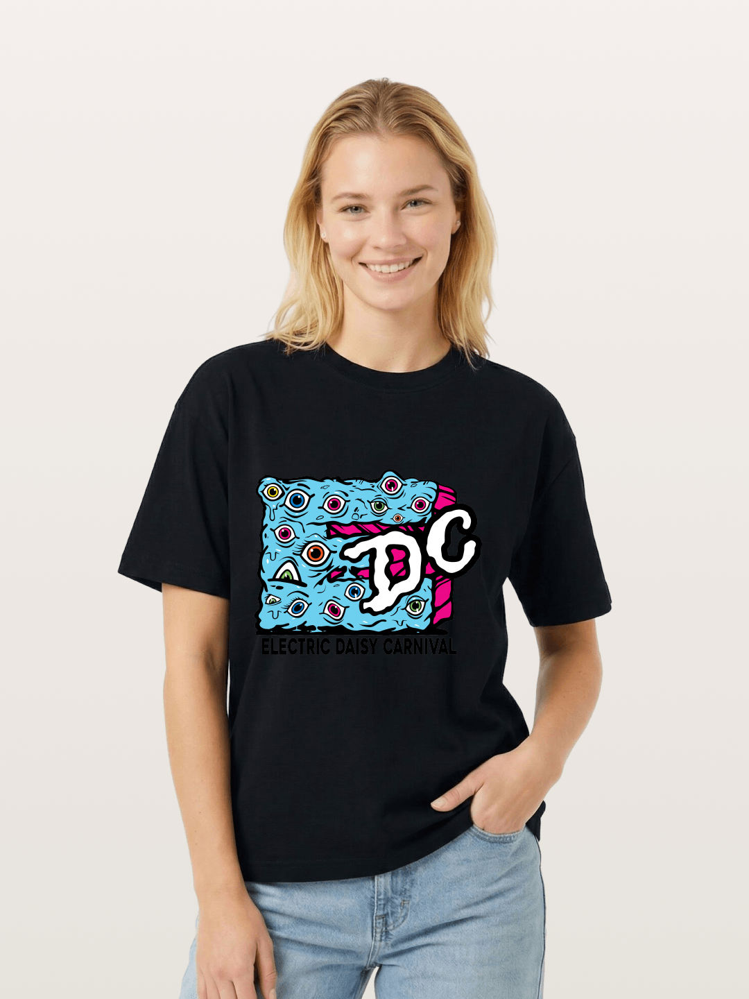 EDC Trippy Eye Daisy Print Gildan T-shirt