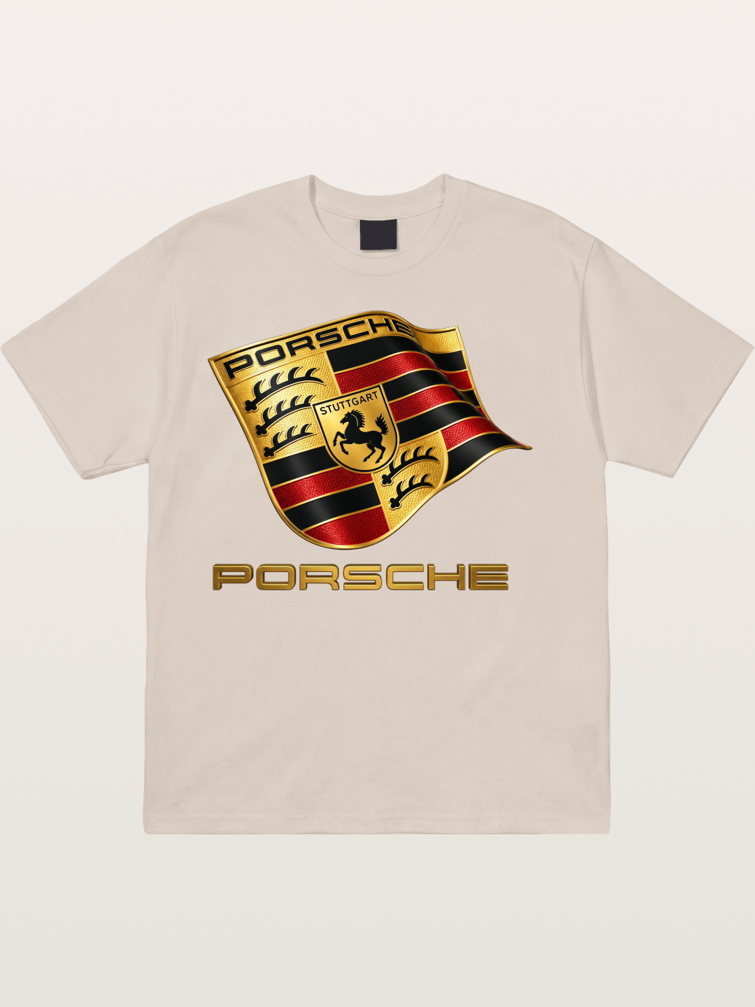 Porsche Waving Crest Art Cotton T-shirt