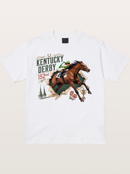 Kentucky Derby 152nd Horse & Roses Cotton T-shirt