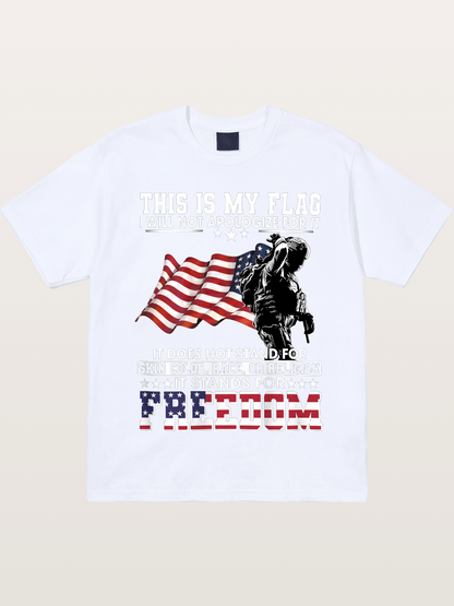 Freedom Soldier American Flag Silhouette Gildan T-shirt
