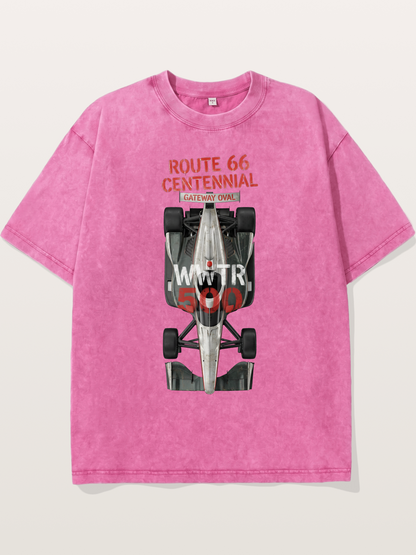 Back View Route66 IndyCar Washed T-shirt