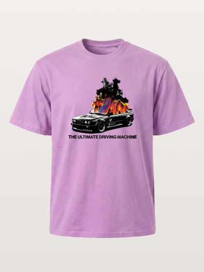 Burning BMW Retro Halftone Poster Gildan T-shirt