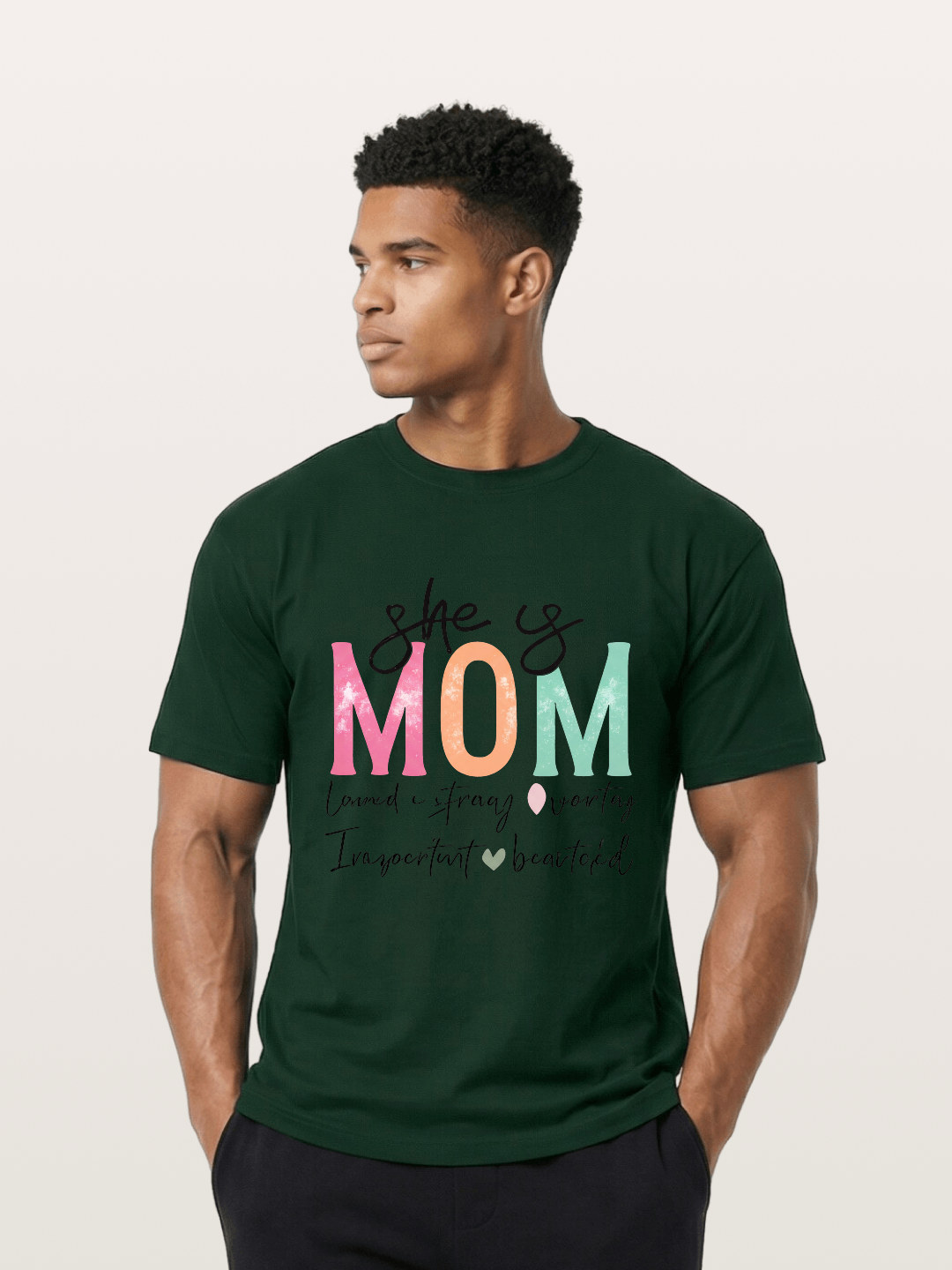 She is Mom Boho Pastel Print Gildan T-shirt