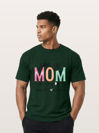 She is Mom Boho Pastel Print Gildan T-shirt