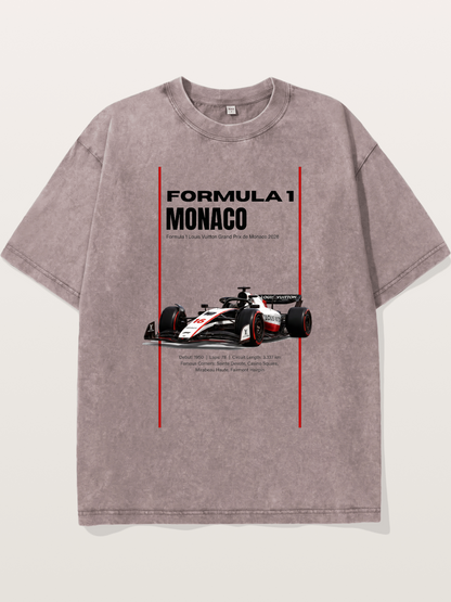 Minimal F1 Monaco Race Card Washed T-shirt