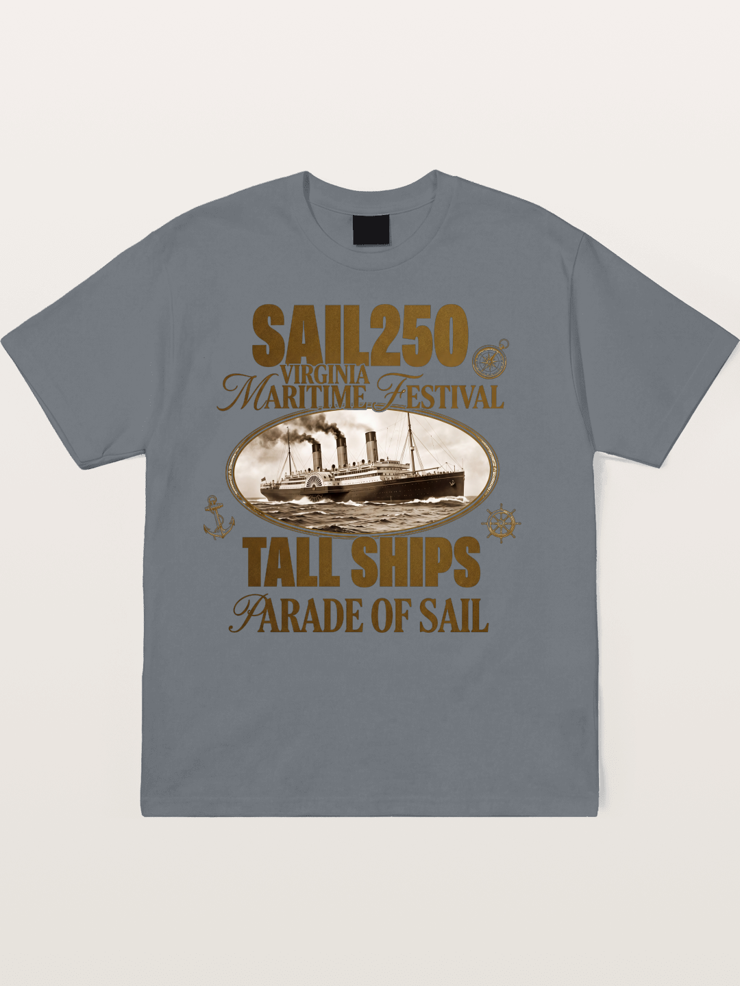 Vintage Sail Ship Maritime Print Cotton T-shirt