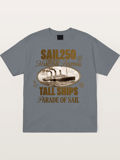 Vintage Sail Ship Maritime Print Cotton T-shirt