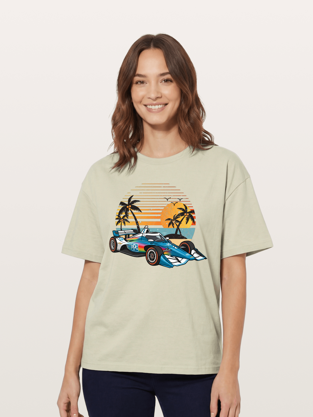 Palm Sunset Indy Car Classic Cotton T-shirt