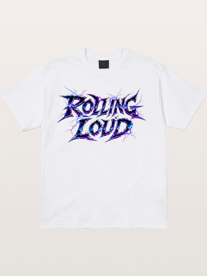 Rolling Loud Blue Lightning Font Cotton T-shirt