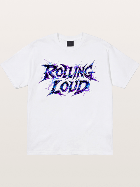 Rolling Loud Blue Lightning Font Cotton T-shirt