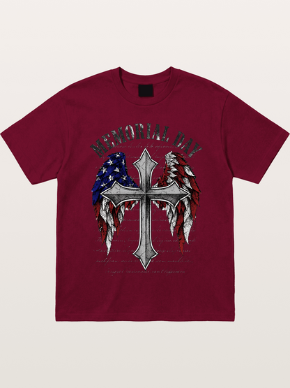 Memorial Day Cross Wings Art Gildan T-shirt