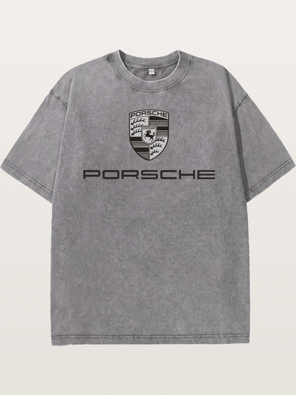 Monochrome Porsche Crest Washed T-shirt