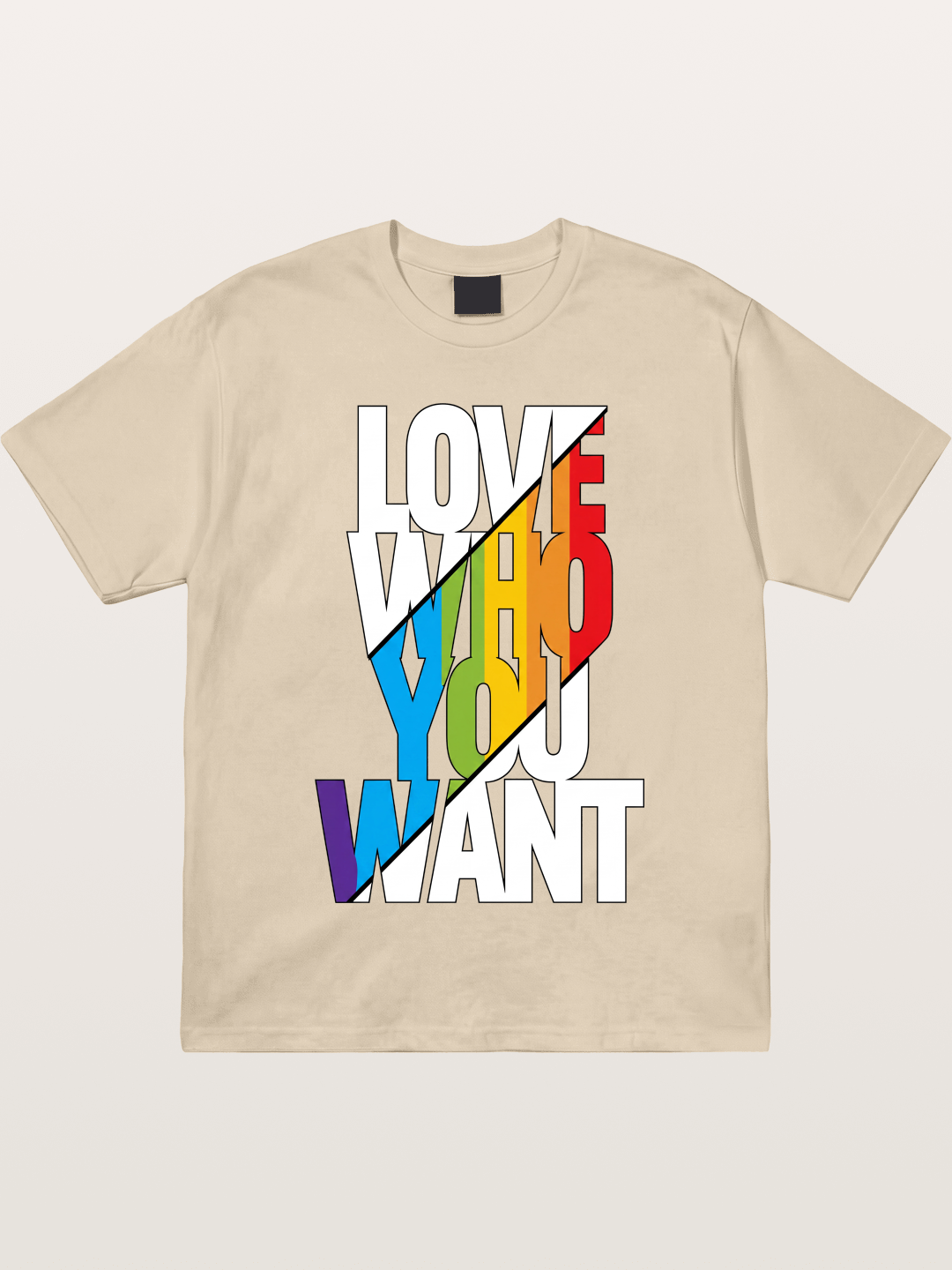 Love Who You Want Diagonal Print Gildan T-shirt