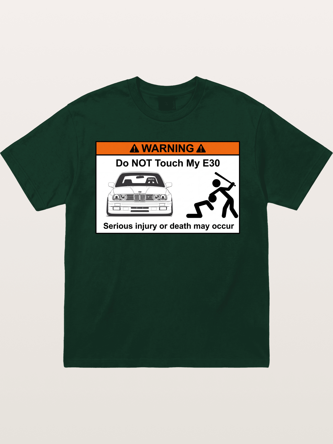 E30 Warning Sticker Print Gildan T-shirt