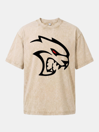 Hellcat Devil Face Silhouette Washed T-shirt