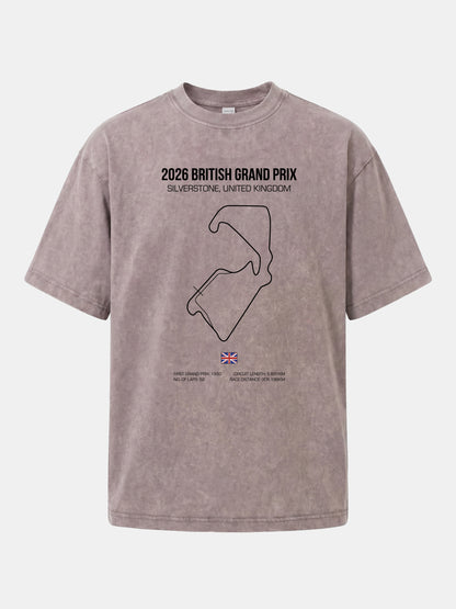British Grand Prix Silverstone Track Outline Washed T-shirt