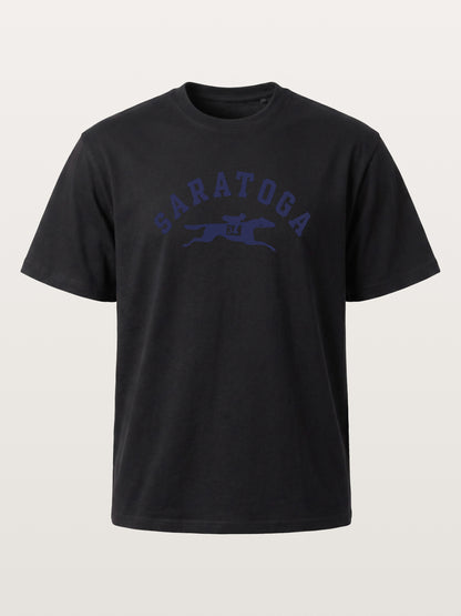 Saratoga Navy Horse Racing Mark Cotton T-shirt