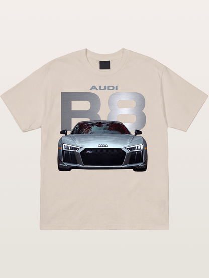 Audi R8 Silver Supercar Front Cotton T-shirt