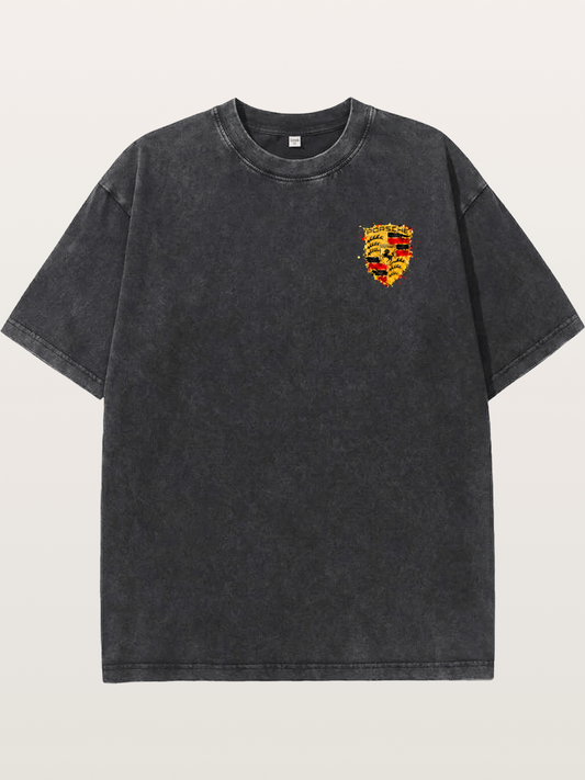 Porsche Splash Crest Design Washed T-shirt