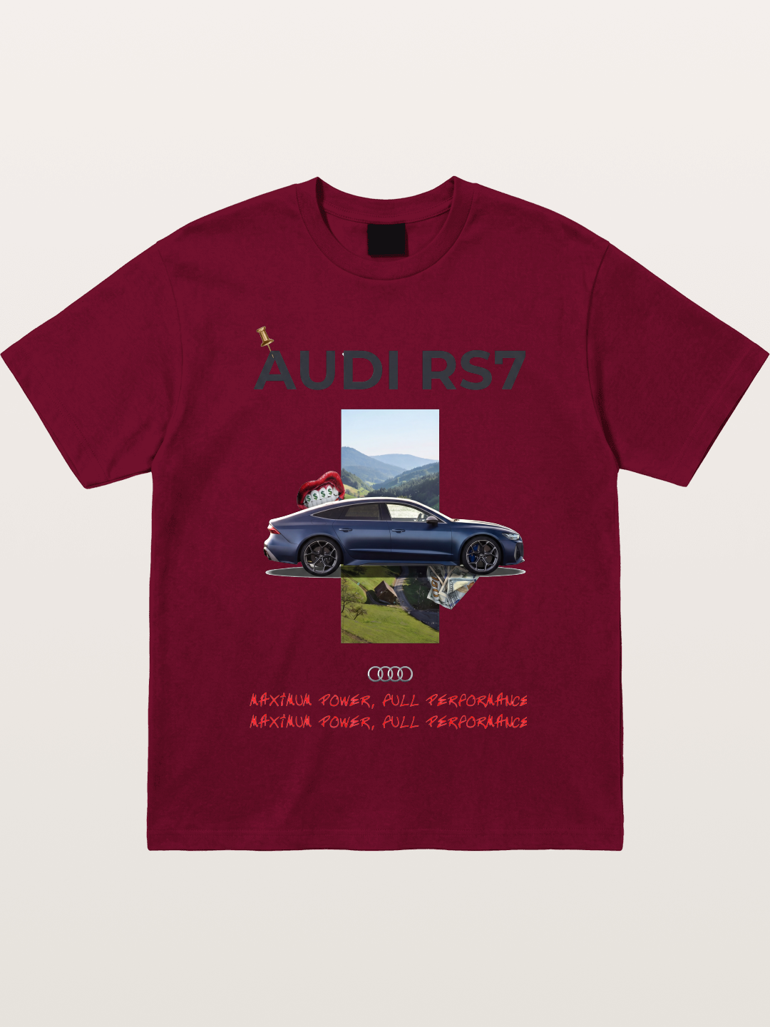 Audi RS7 Surreal Collage Art Gildan T-shirt