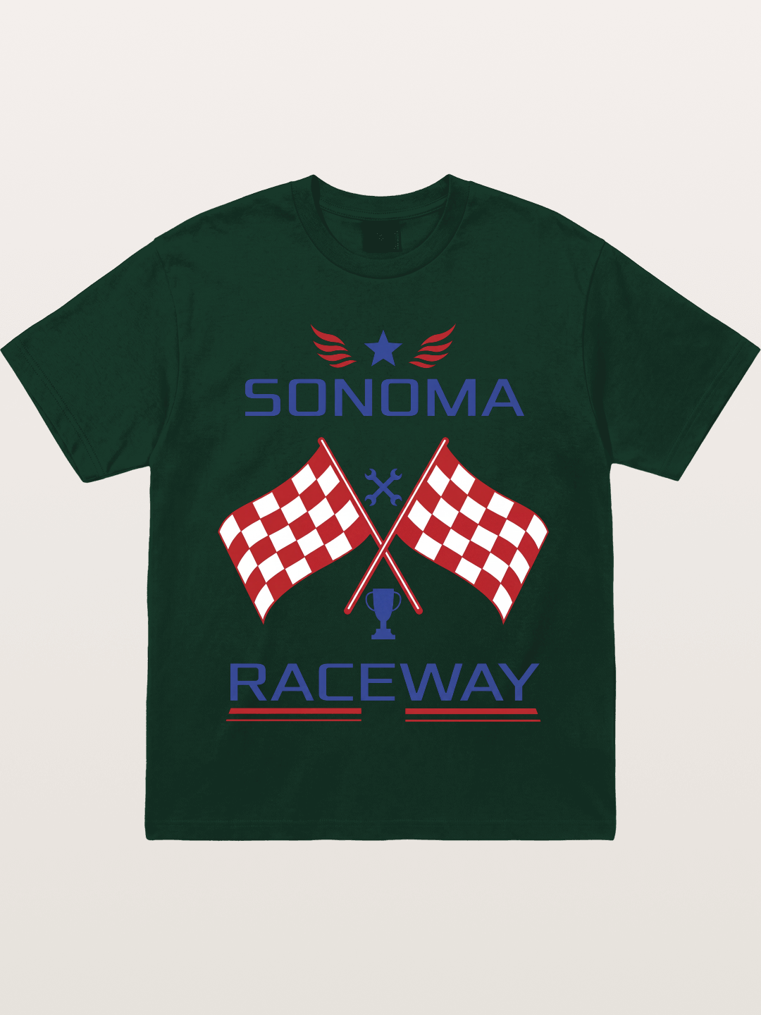 Sonoma Raceway Checkered Flag Crest Gildan T-shirt