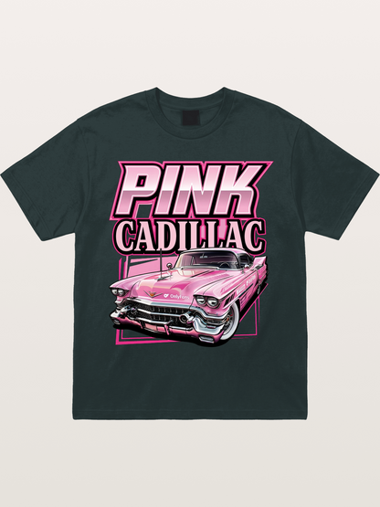 Pink Cadillac Classic Car Art Print Gildan T-shirt
