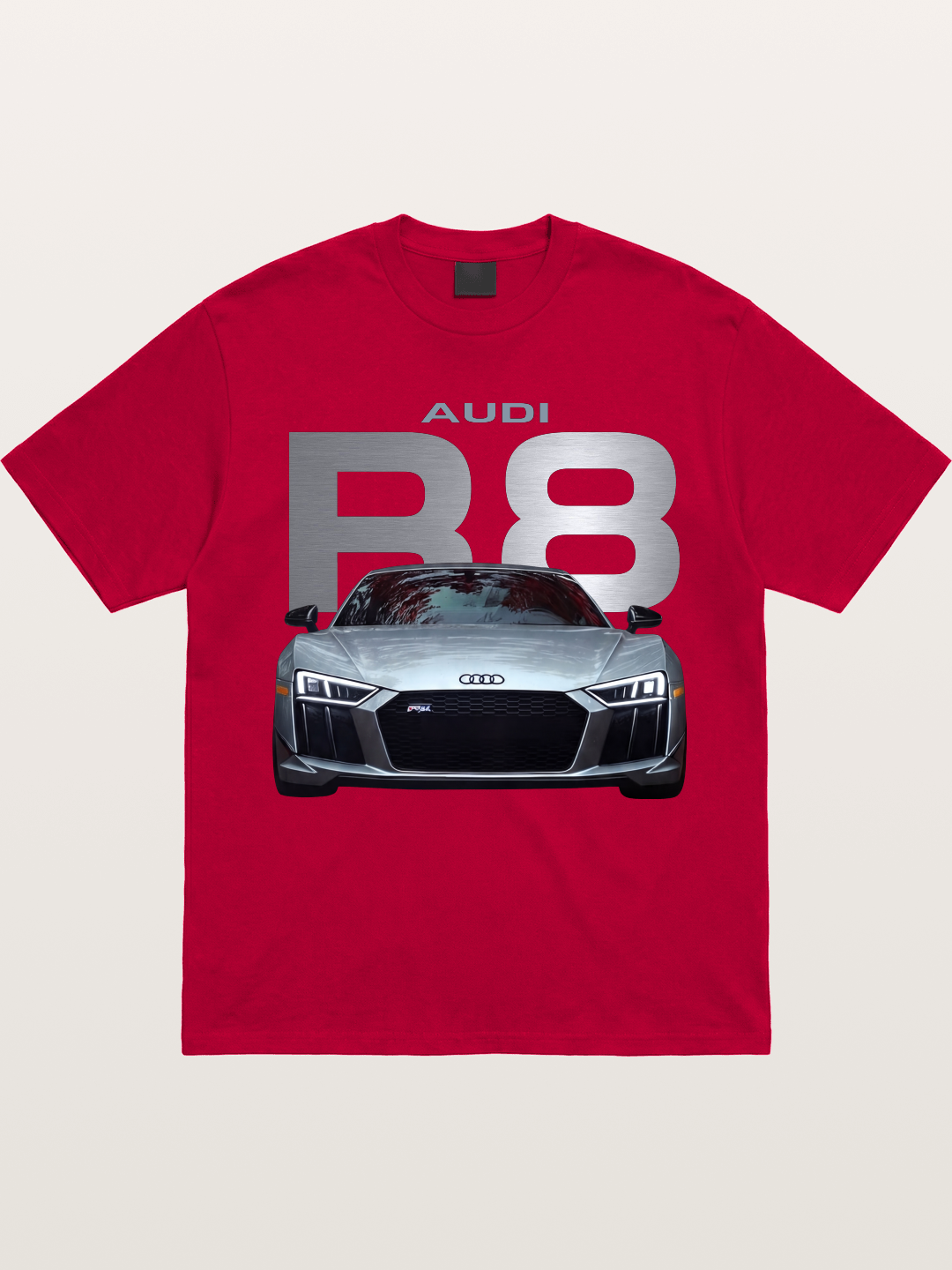 Audi R8 Silver Supercar Front Gildan T-shirt