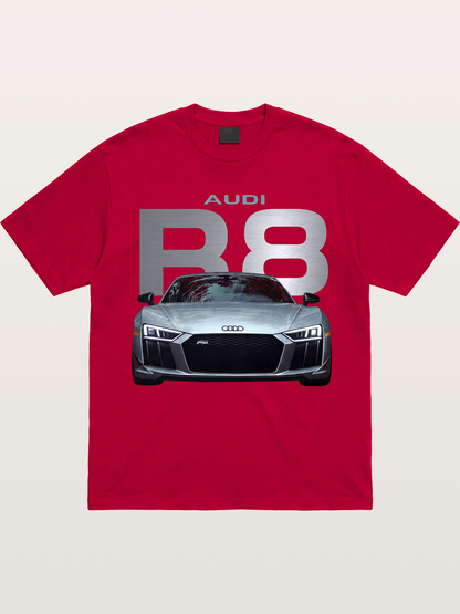 Audi R8 Silver Supercar Front Gildan T-shirt