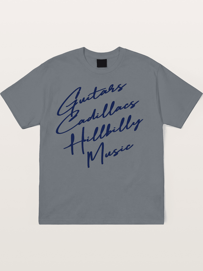 Guitars & Cadillacs Music Print Cotton T-shirt