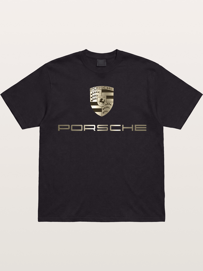 Metallic Porsche Shield Logo Gildan T-shirt