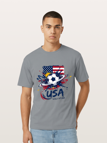 American Flag Splatter Soccer 2026 Gildan T-shirt