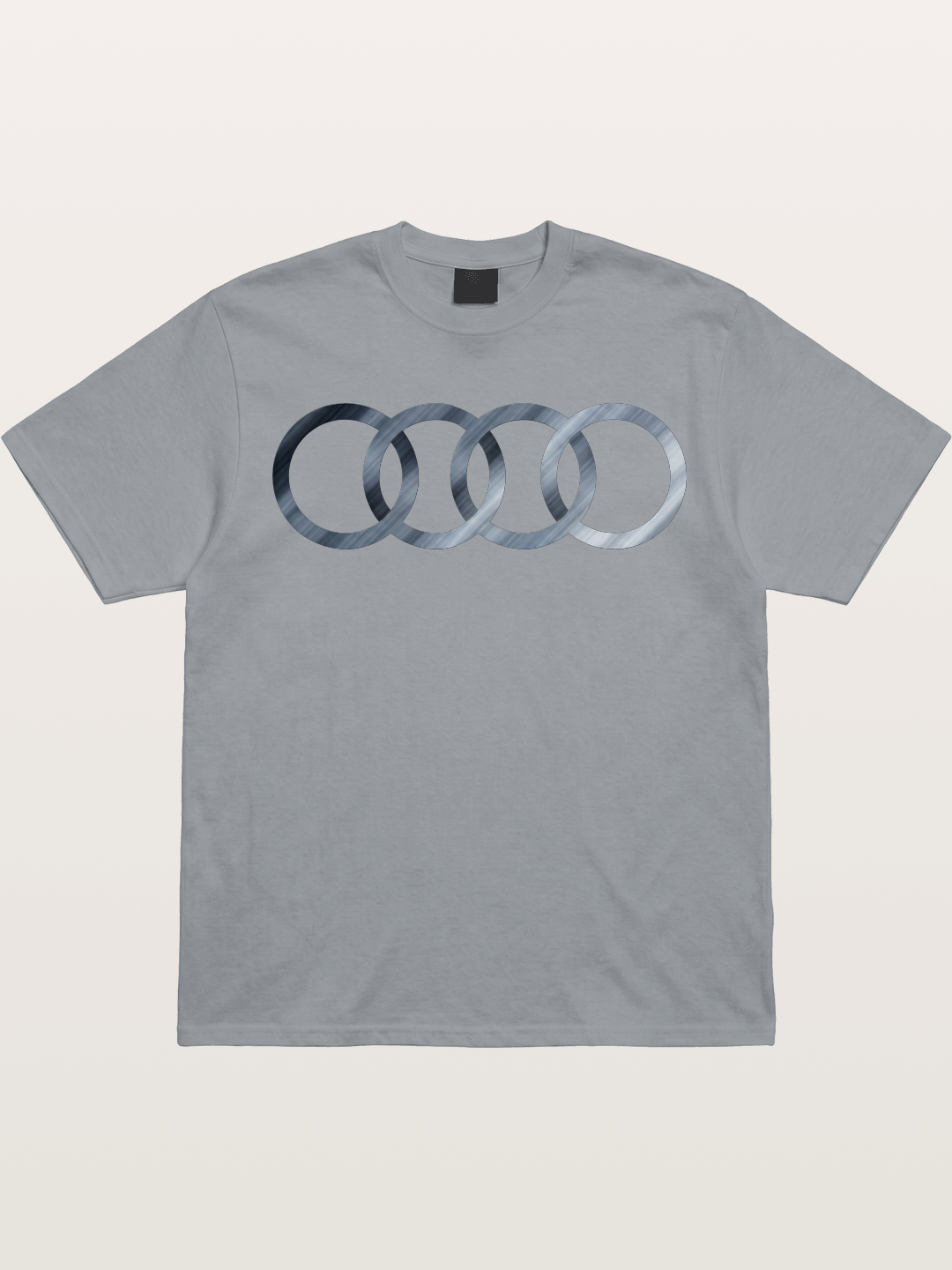 Audi Four Rings Brushed Metal Logo Gildan T-shirt