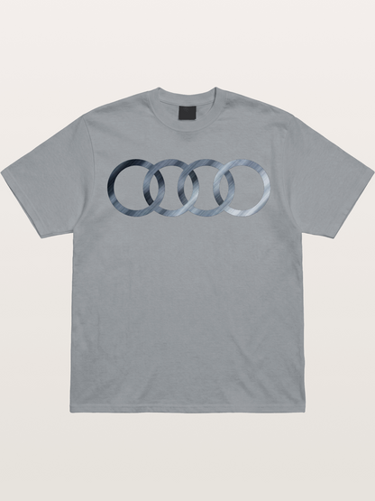 Audi Four Rings Brushed Metal Logo Gildan T-shirt