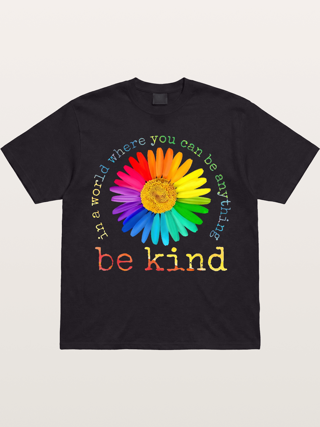Rainbow Daisy Be Kind Quote Design Gildan T-shirt
