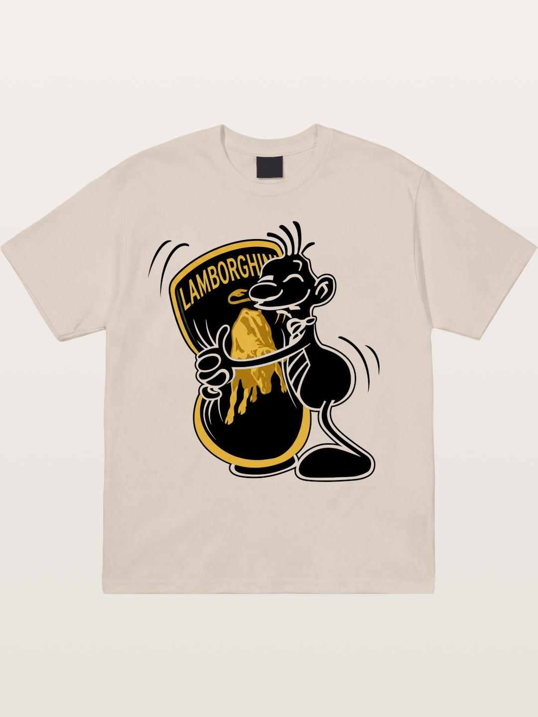 Cartoon Hugs Lamborghini Logo Cotton T-shirt