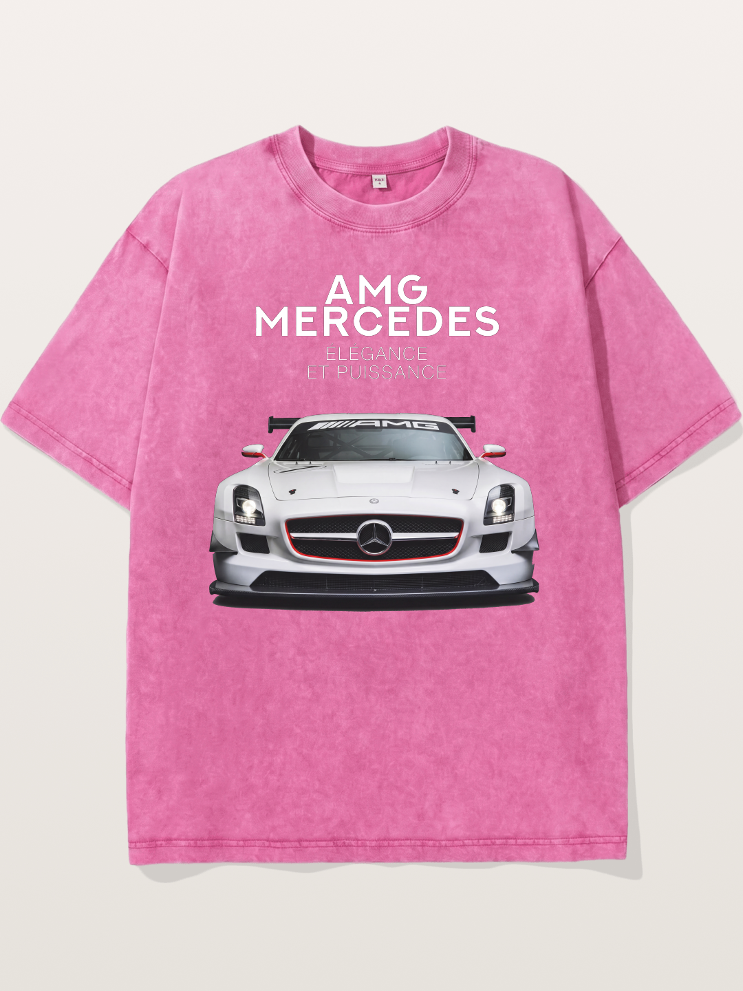 Mercedes AMG SLS White Race Car Washed T-shirt