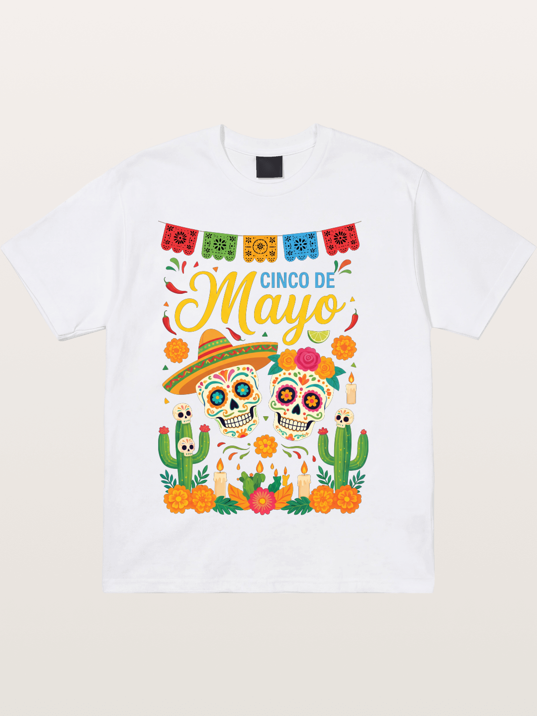 Cinco de Mayo Sugar Skull Fiesta Cotton T-shirt